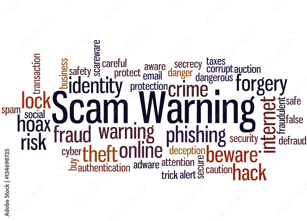 Scam Warning, word cloud concept 8