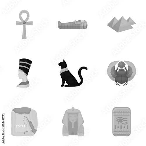 Ancient Egypt set icons in monochrome style. Big collection of ancient Egypt vector symbol stock illustration