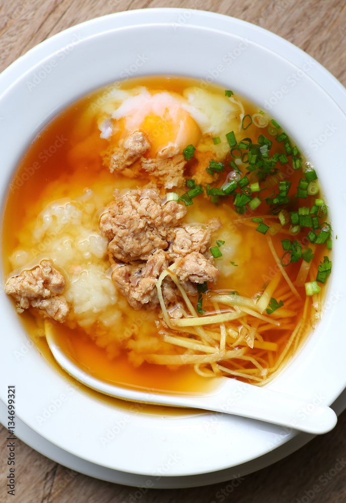 Traditional Thailand porridge rice gruel in bowl Traditional Thailand porridge rice gruel in bowl