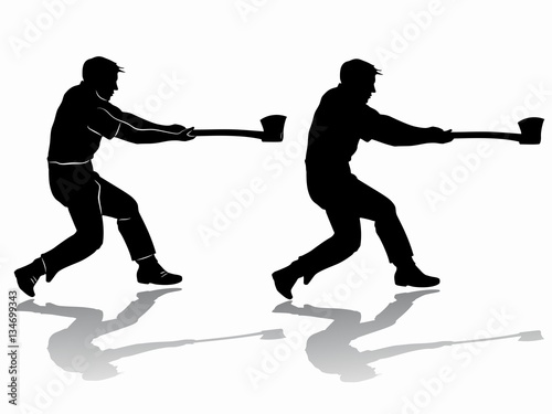 Silhouette of lumberjack, vector draw
