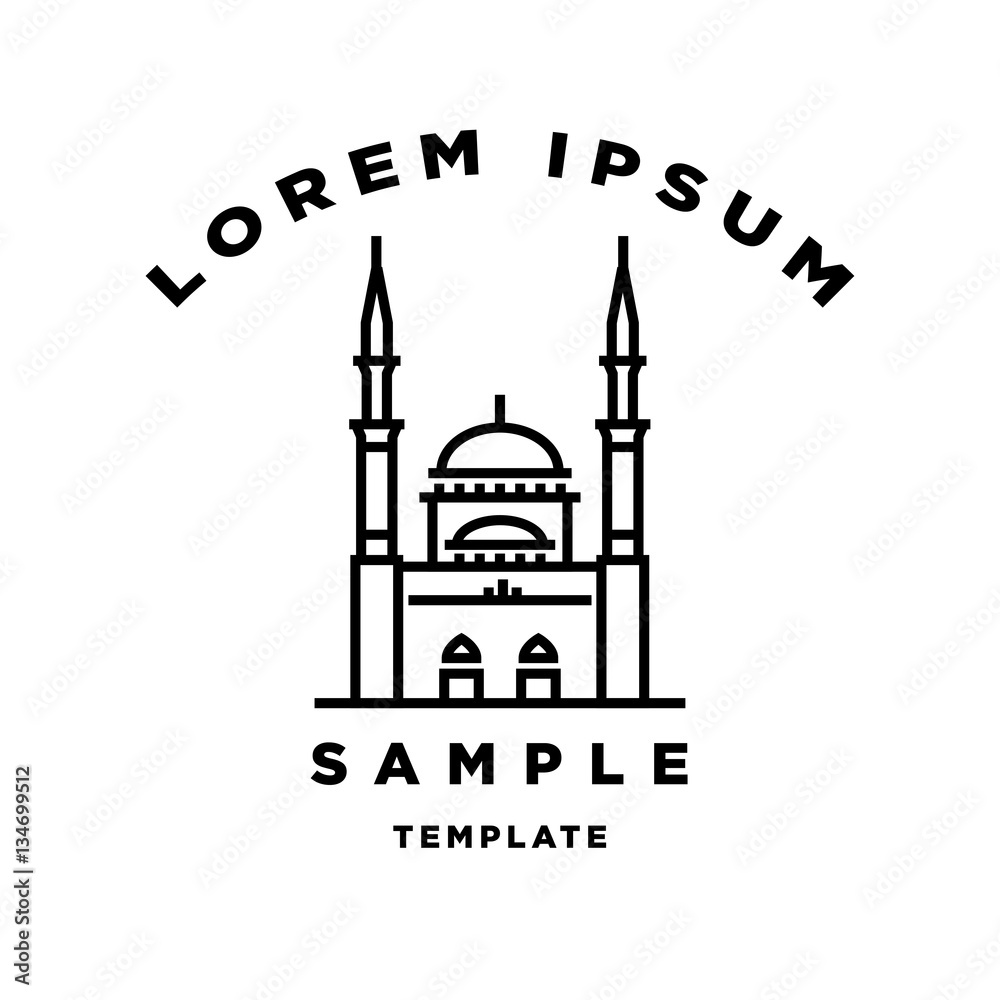 Linear Mosque Sign Vector Design