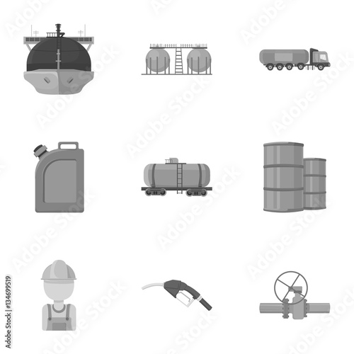 Oil industry set icons in monochrome style. Big collection of oil industry vector symbol stock illustration