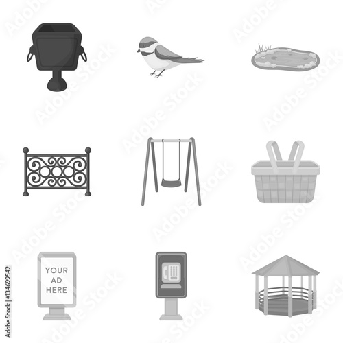 Park set icons in monochrome style. Big collection of park vector symbol stock illustration