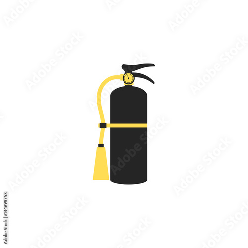 Fire extinguisher icon. Single silhouette fire equipment icon. Vector illustration. Flat style.