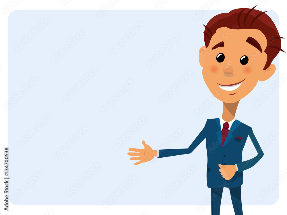 Cartoon close-up vector illustration businessman pointing to the lateral Cartoon close-up vector illustration businessman pointing to the lateral