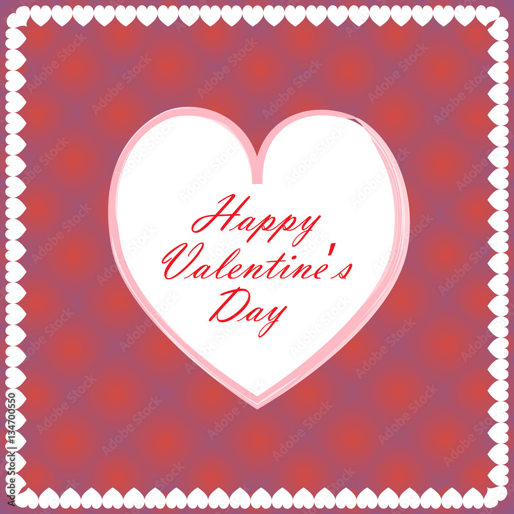 Happy Valentine's day card on a red, purple  background