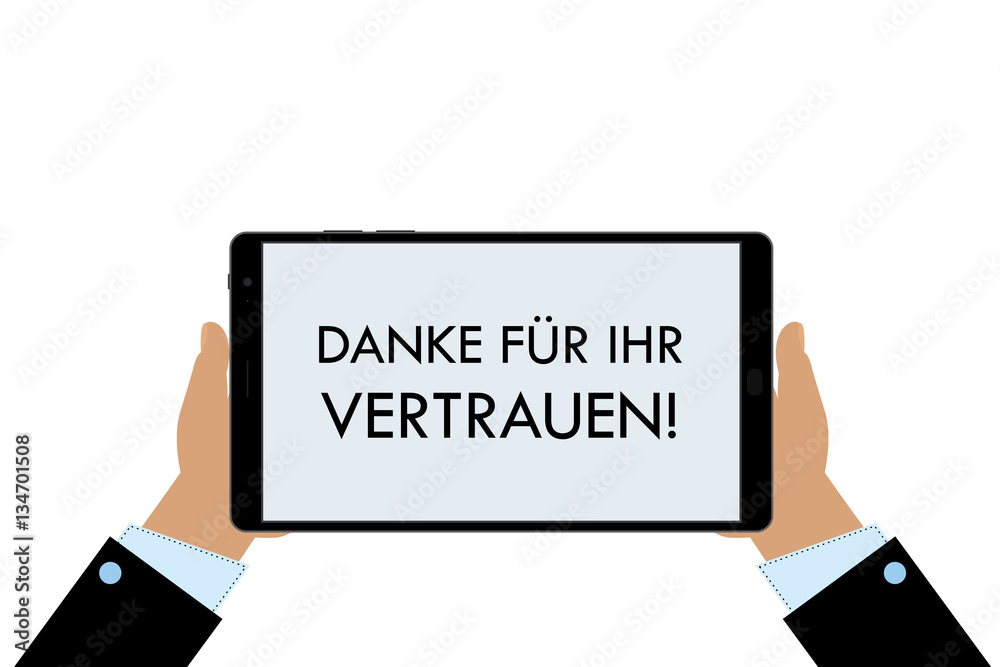 Geschäftsmann mit Tablet - Danke für Ihr Vertrauen