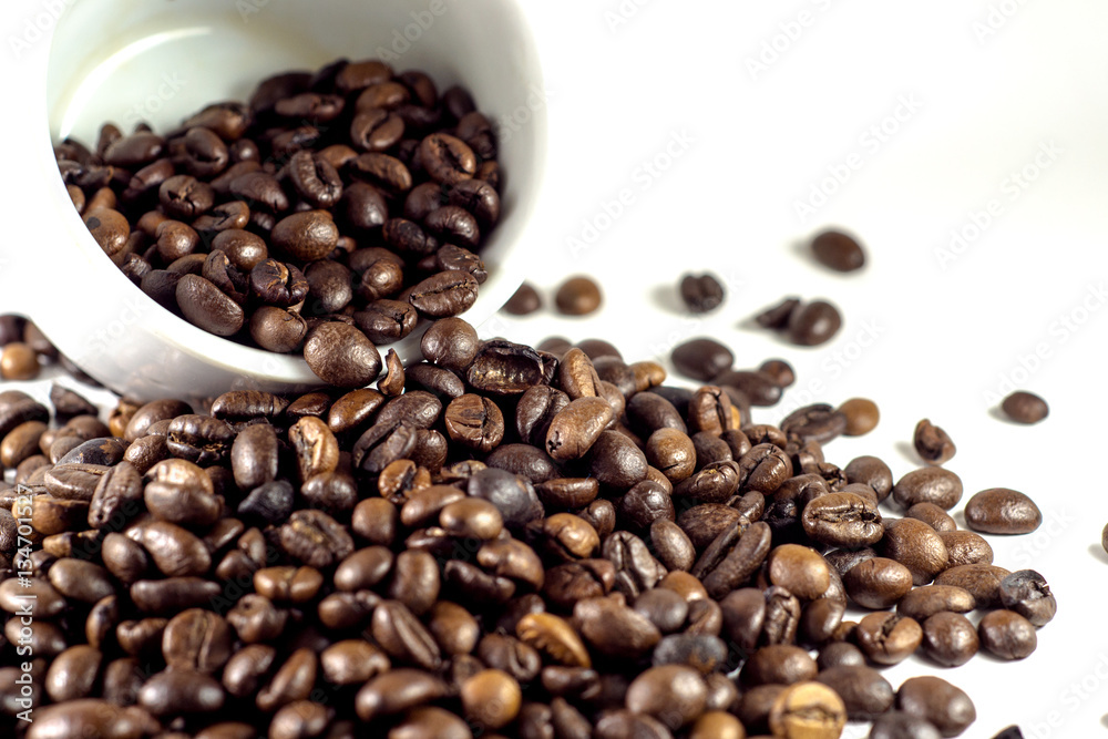 Coffee beans isolated with a white background