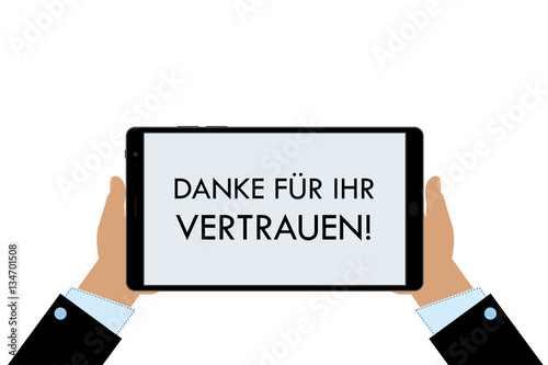 Geschäftsmann mit Tablet - Danke für Ihr Vertrauen