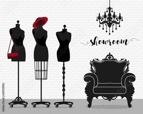 Vector illustration with showroom
