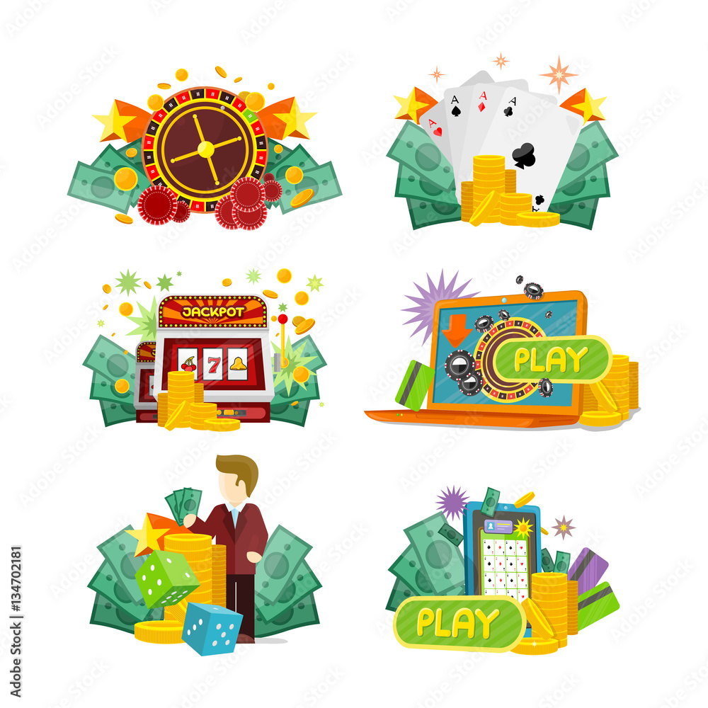 Casino Gambling Icons Set Casino Gambling Icons Set