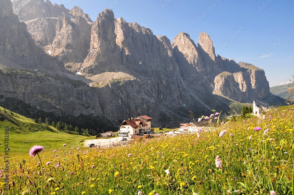 Fototapeta premium Das Grödnerjoch in den Dolomiten