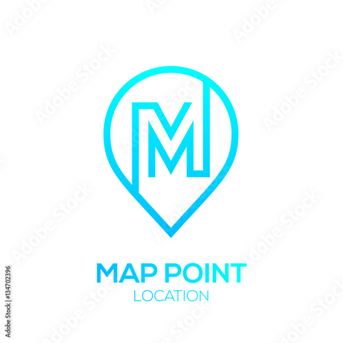 Letter M Logo Map Point Location,City locator,Pin maps symbol,Gps icon,Geo point navigation logotype