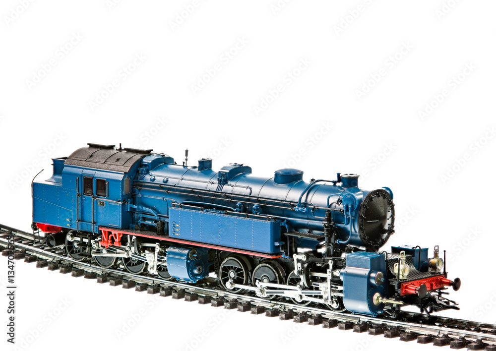 Toy train with a steam engine locomotive Toy train with a steam engine locomotive