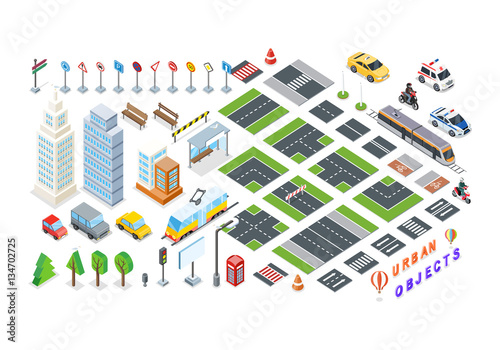 Set of City 3d Elements for Map