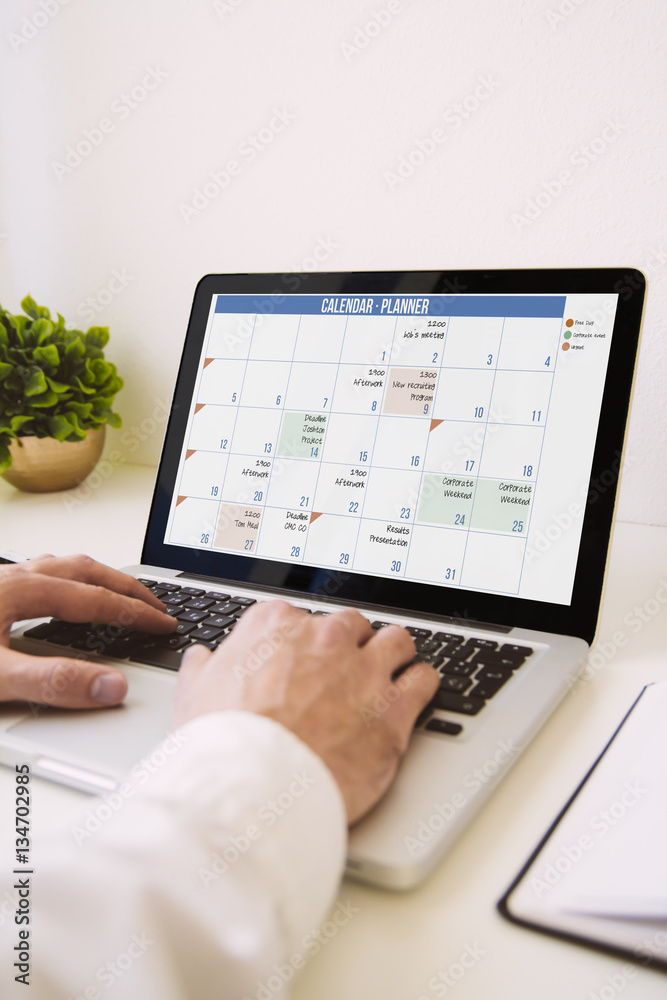 laptop hands calendar laptop hands calendar