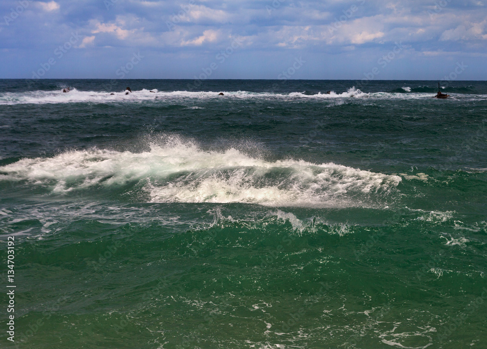 Fototapeta premium Wavy Mediterranean sea.