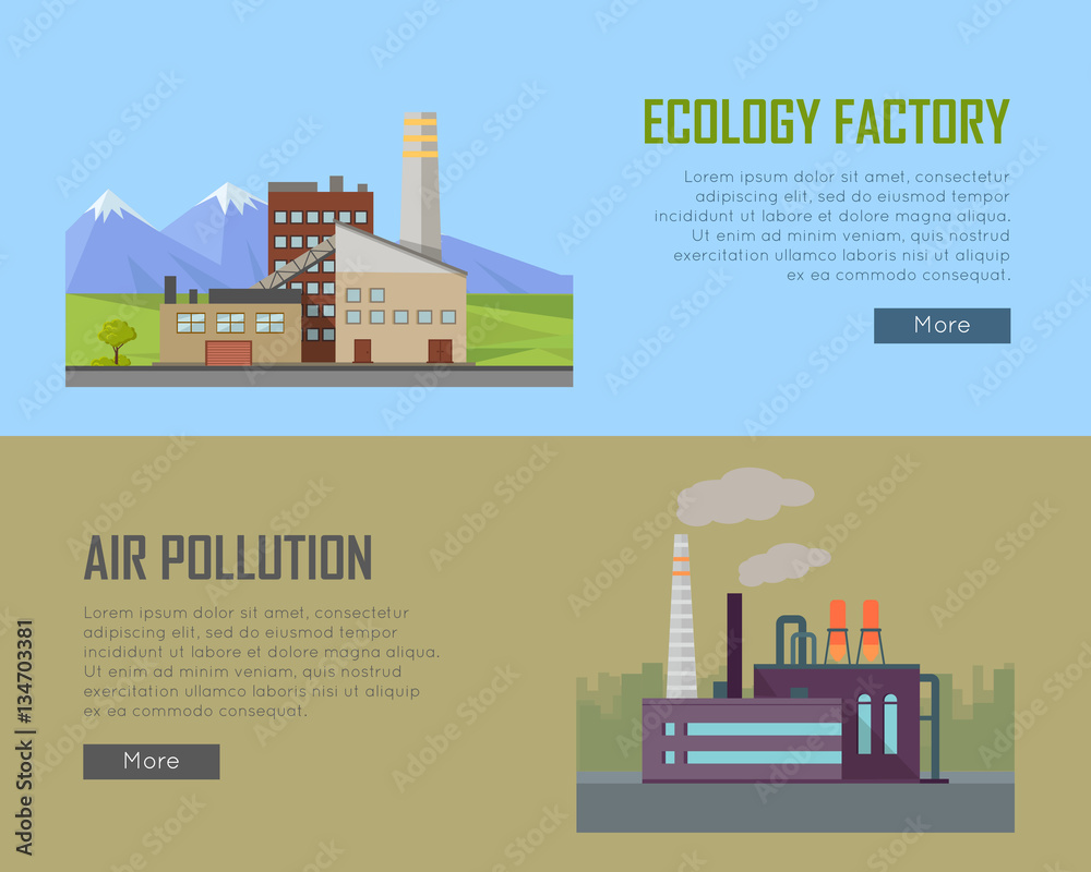 Ecology Factory and Air Pollution Plant Banners.