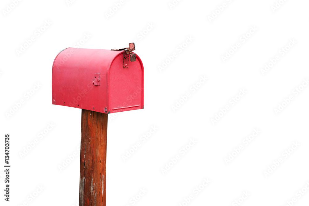 Red mailbox on white background Red mailbox on white background