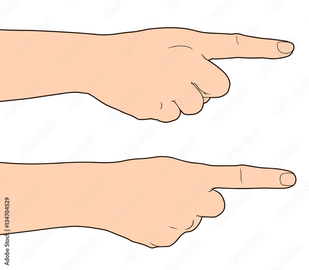 Hand finger pointing isolated on white background, Vector illust Hand finger pointing isolated on white background, Vector illust