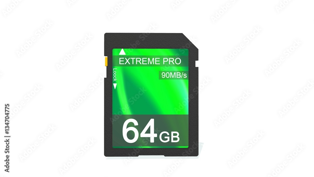 64 GB SD card isolated on white background