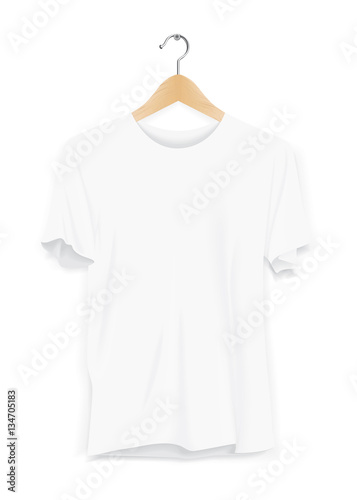 Mock-up T shirt Template Hanger Advertising Store Fashion Casual Apparel White