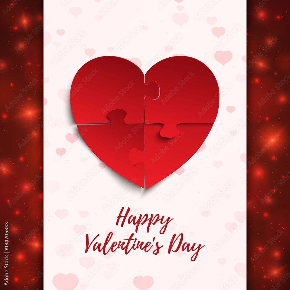 Happy Valentines Day, greeting card template.