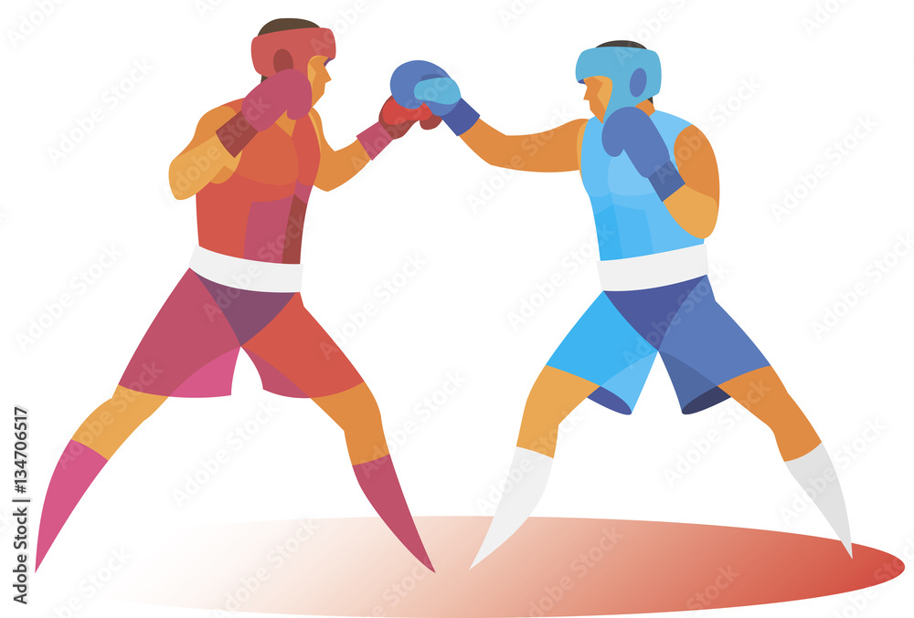 two boxers are boxing in the ring during the competition