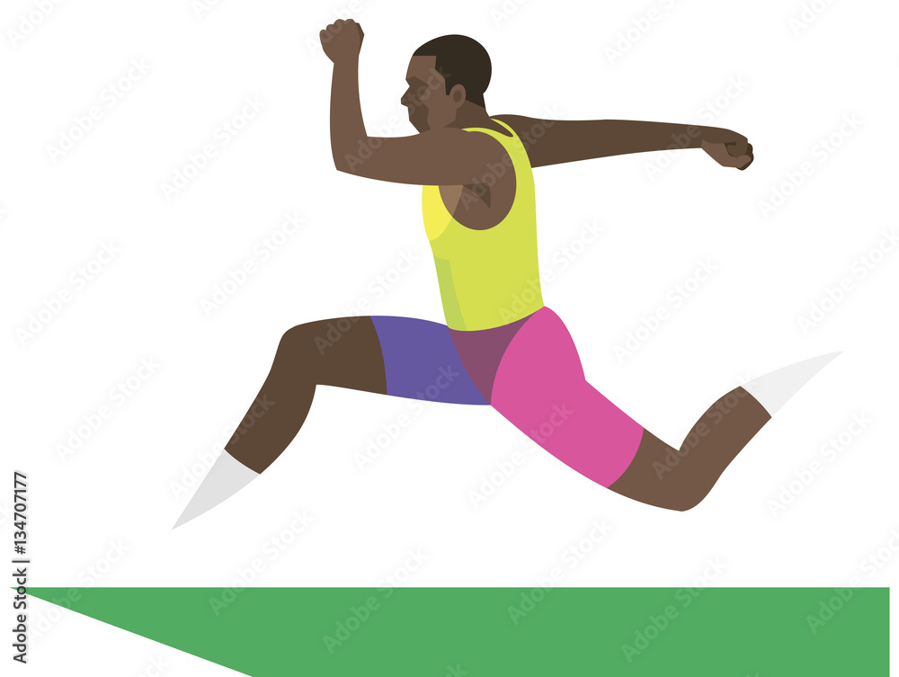 young African American triple jumper leap jump performs far young African American triple jumper leap jump performs far