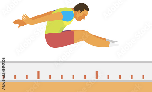 young athlete is long jumper made a far jump