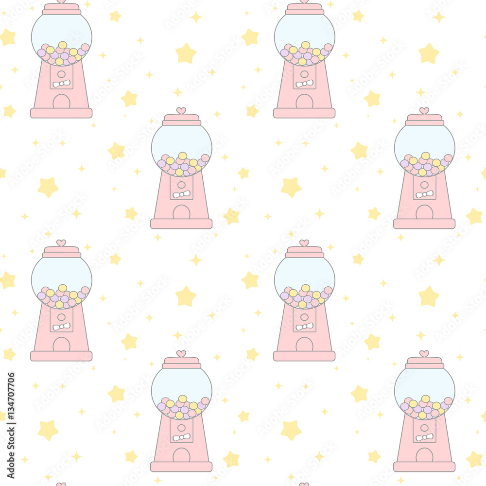 cute pink cartoon gumball machine seamless vector pattern background  illustration Stock Vector | Adobe Stock