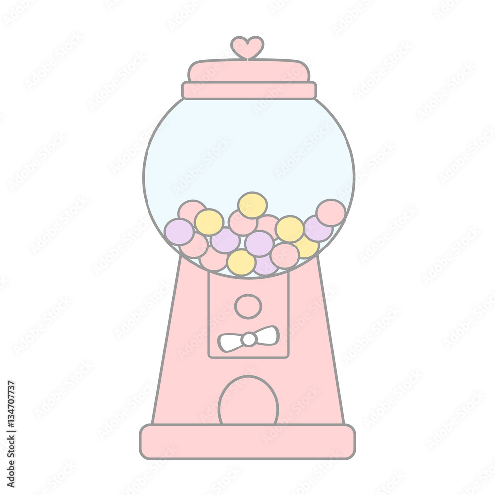 cute pink cartoon gumball machine vector illustration isolated on white  background Stock Vector | Adobe Stock