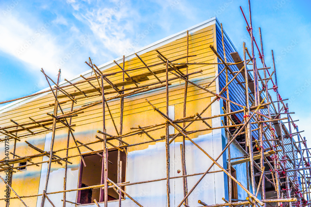 Building paint, scaffolding Building paint, scaffolding