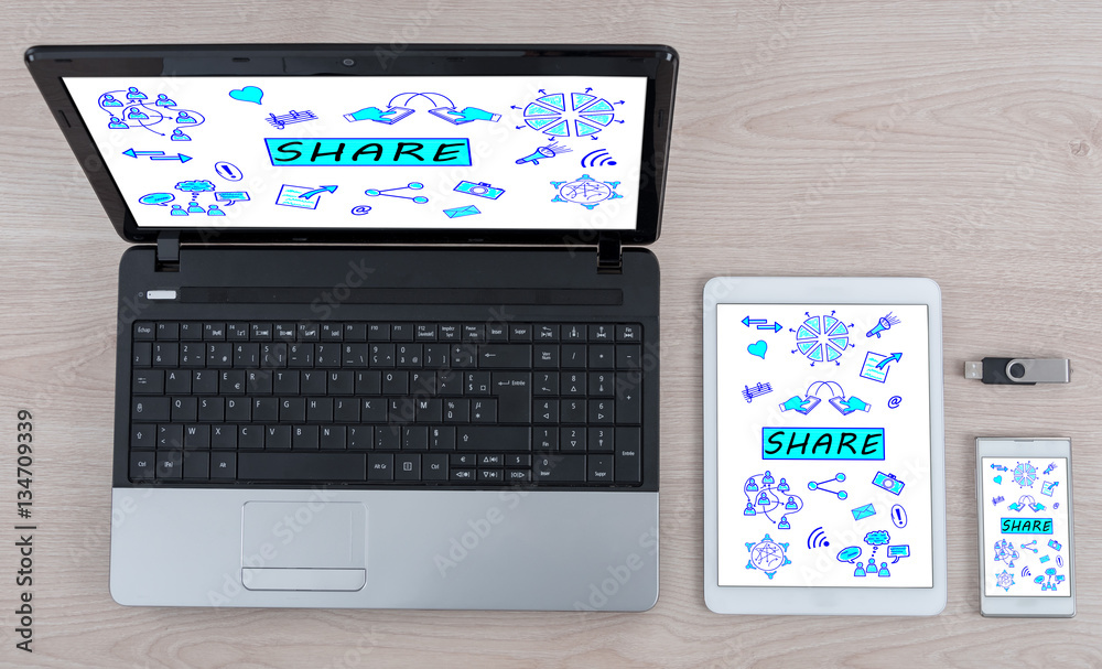 Share concept on different devices