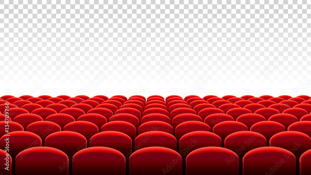 Fototapeta premium Wektor kino lub teatr rzędy czerwonych miejsc