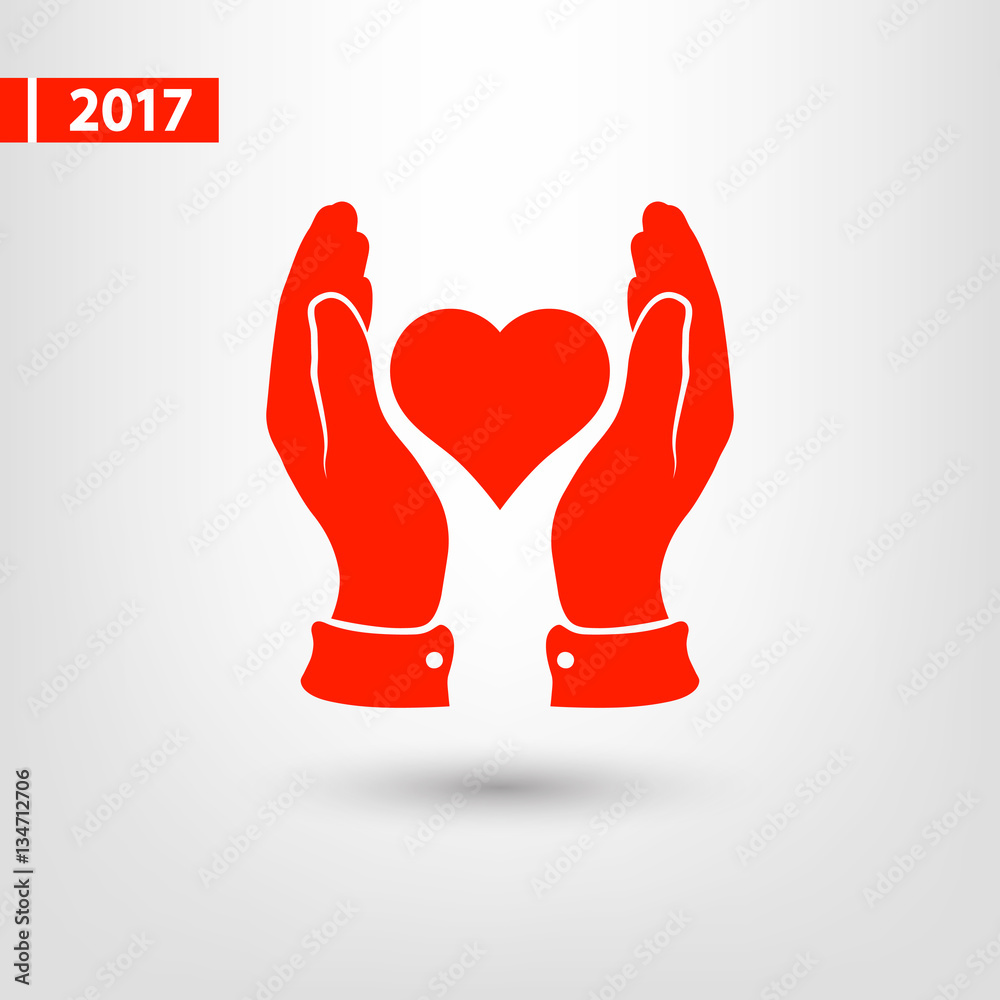 heart in hand icon, vector illustration. Flat design style heart in hand icon, vector illustration. Flat design style