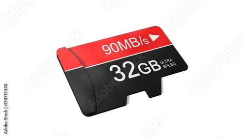 High speed 32GB MicroSD flash memory card isolated on white