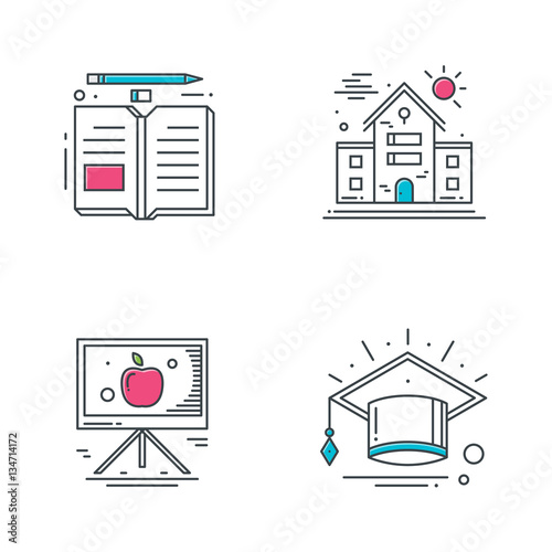 Education line icons. vecto...