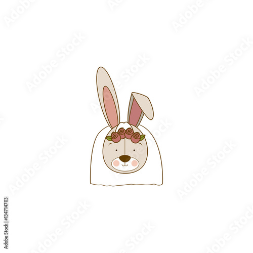 color silhouette with face of bride rabbit vector illustration