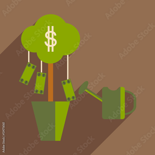 Flat design modern vector illustration icon Money Tree and Sprinkle