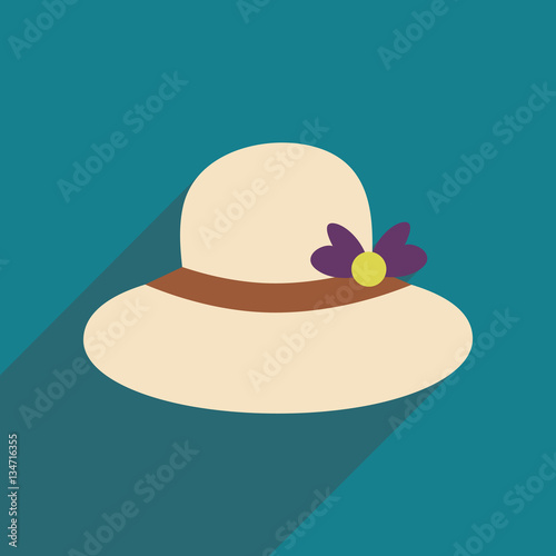 Flat icon with long shadow women hat
