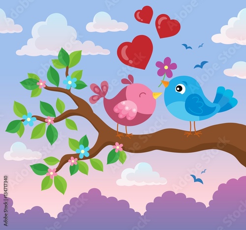 Valentine birds on branch theme 2