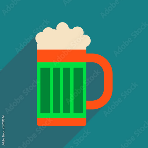 Flat web icon with long shadow glass of beer