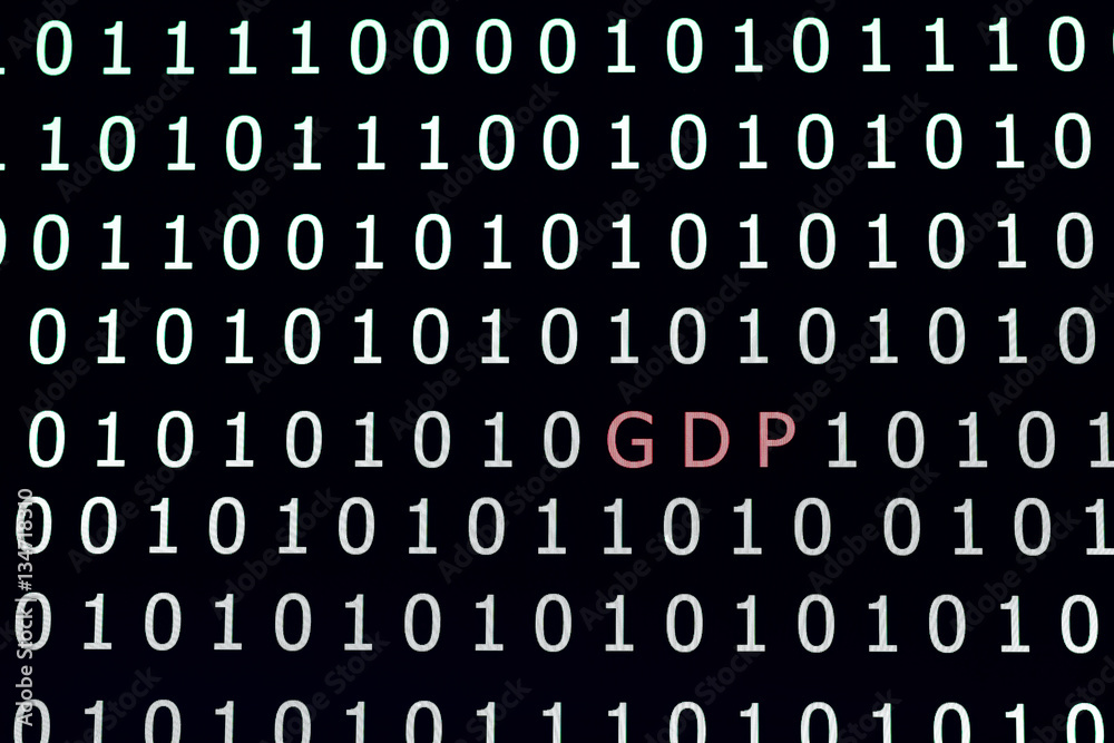 text GDP(gross domestic product) among binary code background,ab