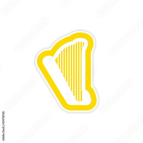 paper sticker on white background Greek harp 