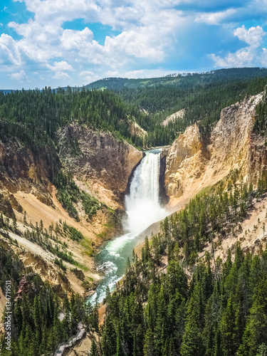 Amazing Nature of Waterfalls in Yellowstone National Park, USA.