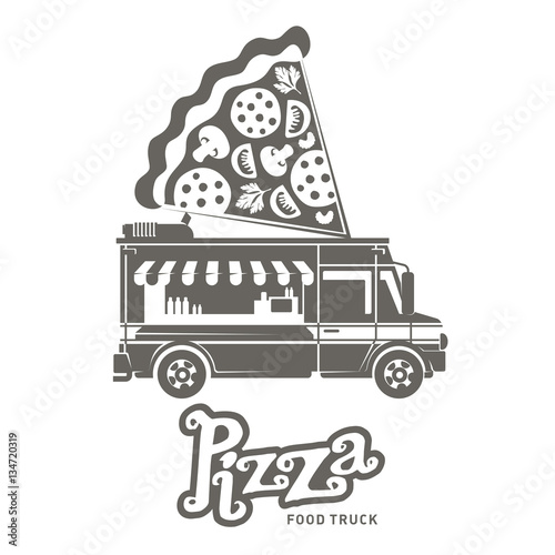 Food truck vector flat illustration