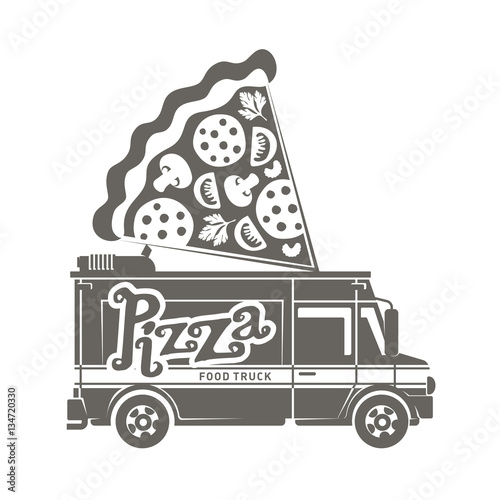 Food truck vector flat illustration