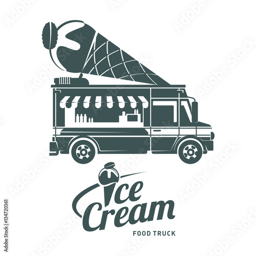 Food truck vector flat illustration