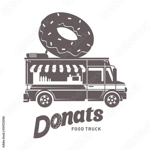 Food truck vector flat illustration